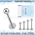 blk470 eo gas sterilized 316l steel labret with 3mm ball