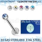 blk485 sterilized 316l steel labret with 3mm bezel ball
