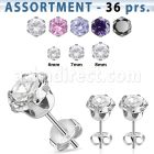 blk62 bulk of 316l steel ear stud w 6 8mm prong cz