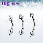 bn18cn3 316l steel eyebrow banana 18g 1mm with two 3mm cones