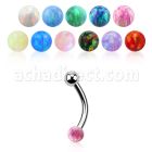 bne1op 316l steel eyebrow banana w a 3mm synthetic opal ball