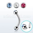 bne2cin 316l steel eyebrow banana with threaded 3mm bezel ball