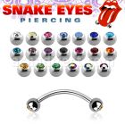 bne2cl 316l steel snake eye piercing banana with 3mm bezel ball