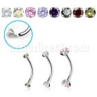 bne2czin internally threaded steel eyebrow banana w 3mm cz stone