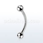 bneb4 316l steel eyebrow banana, 16g (1.2mm) w 2 4mm balls
