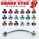 bnecl 316l steel belly banana ring with 3mm multi jewel ball