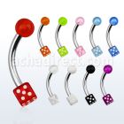 bnedi 316l steel eyebrow banana w acrylic dice ball sideward