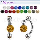 bner7 316l steel eyebrow banana w ferido crystal ball w resin