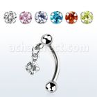 bnerv3 316l steel eyebrow banana with 3mm ball dangling cz