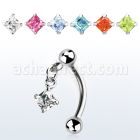 bnerv4 316l steel eyebrow banana w 3mm ball square prong cz