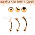 bnett2c rose gold plated steel eyebrow banana w 3mm jewel balls