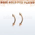 bnettcn rose gold 316l steel eyebrow banana, w two 3mm cones