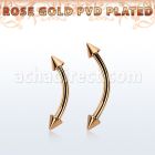 bnettn25 rose gold steel eyebrow banana w 2 2.5mm cones
