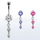 bnrz351 casted steel cz belly banana w prong set round czs