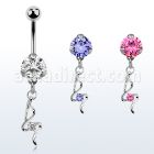 bnrz410 casted steel cz belly banana w fancy design w czs 