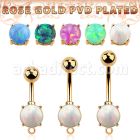 bnttrdoh rosegold plated 316l steel belly banana opal