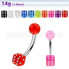 bnuvdic 316l steel belly banana w crystal studded uv ball dice