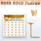 box w 36 rose gold plated silver nose studs w butterfly