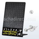 br960 silver earstuds with 1 5mm round clear crystal top