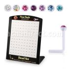 brac22 display w 120 bio  flex nose studs w 2mm crystals