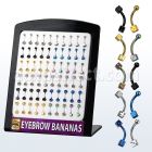 bredi anodized 316l steel eyebrow banana with 3mm dice