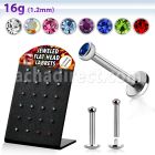 brlbf 316l steel internal threading labret w flat crystal top