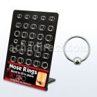 brnhm6 board of sterling silver nose hoops with ball in 8 12mm