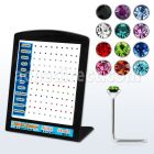 brnsbt silver nose stud with birthstone colored crystal top