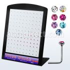 brnsmm silver nose stud with assorted color round crystal top