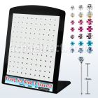 brnypmm7 board w unbend stud w prong set mix crystal