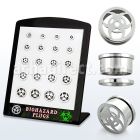 brpg143 board w steel screwfit flesh tunnel w biohazard logo