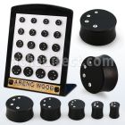 brpg208 display w areng wood solid double flare plug w crystals