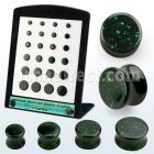 brpg209 display w green glitter sand stone double flared plugs