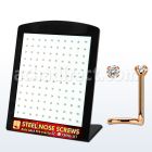 brs131 display w rose gold steel nose screws w 2mm clear czs