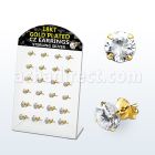 brsgp1 silver ear stud w 18k gold plating prong cz stone