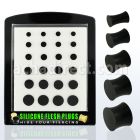 brsipg3 board of assorted size black silicon plug retainers