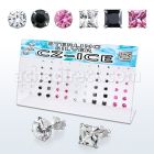 brzm36b silver earring stud with prong set round square cz