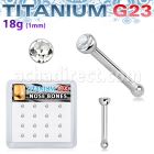 bxunb1 titanium g23 nose bone with bezel clear crystal top