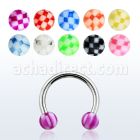 cbebck 316l steel circular barbell w acrylic checkered ball