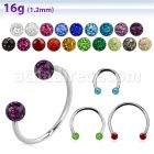 cbefr3l xxl steel circular barbell 16g w 3mm multi crystal balls