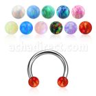 cbeop3 316l steel circular barbell w 3mm synthetic opal balls