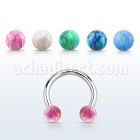 cbeop4 316l steel circular barbell w 4mm synthetic opal balls