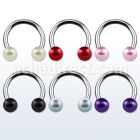 cbpr 316l steel circular barbell with 5mm faux pearl balls