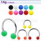 cbsab5l xxl steel circular barbell, 14g w 5mm solid color balls