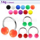 cbsab8l xxl steel circular barbell, 14g w 8mm solid color balls