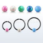 cpselo20 black silver seamless ring 20g w 3mm synthetic opal