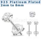 czrdmpt one pair of platinum plated silver ear studs cz