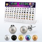 dacb230 display w 36 ball shaped frosted effect steel ear stud