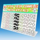 dapg35 board of acrylic screwfit flesh tunnel w crystal rim