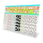dapg35 board of acrylic screwfit flesh tunnel w crystal rim